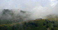 Plan d'Areine. The mist dances around the Rochers de Naye