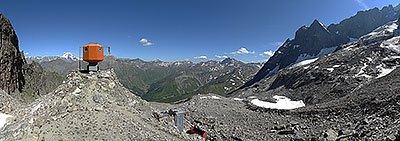 Bivouac du Dolent, Pointe Allobrogia, arête du Grépillon, glacier du Dolent