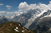While hiking the Mont de la Saxe ridge, unimpeded views of Mont-Blanc